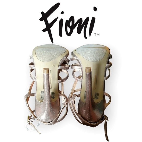 FIONI golden gladiator greek goddess buckle stiletto open toe heels Size 8.5 - Picture 6 of 12